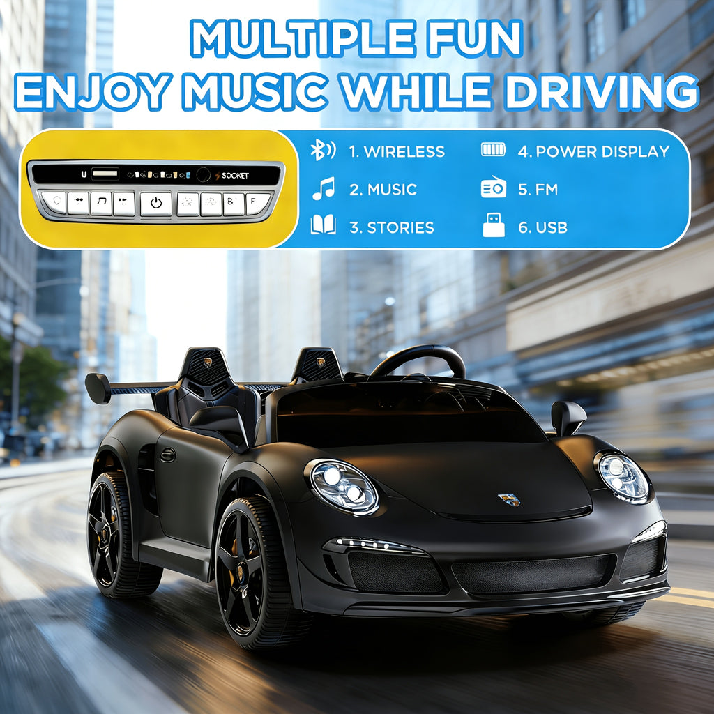 24V Kids Electric RideOn Car Officially Licensed RUF 4WD Sports Car 2Seater Vehicle With Parental Remote Control Music Stories  Wireless Connection BatteryPowered RideOn Toy for Kids Ages3