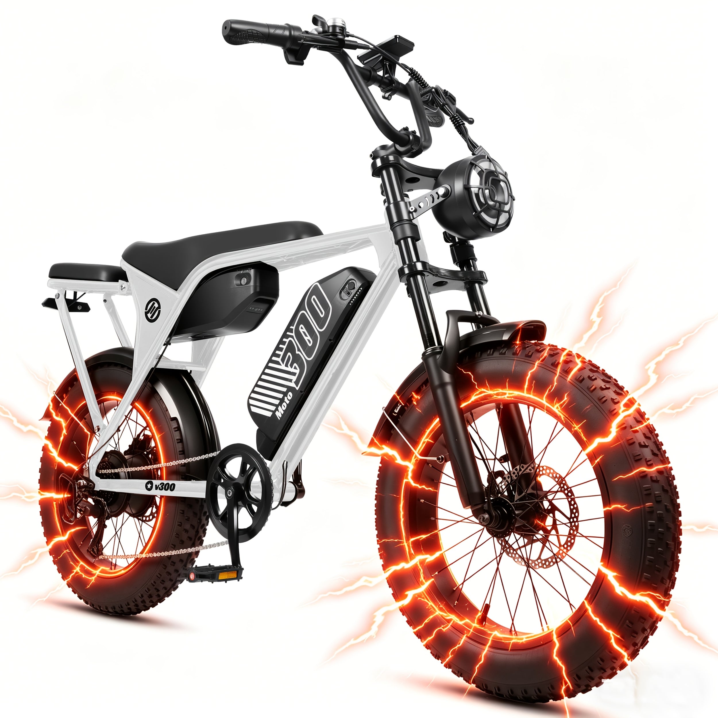ESKUTE V300 Electric Dirt Bike 20 X 40 Inch Fat Tire 7Speed Ebike 279 MPH 48V Removable Battery SingleDual Motors Available Front And Rear Shock Absorbers Suitable for Adults And Teens Commuting City Road Beach Snow Trail Riding