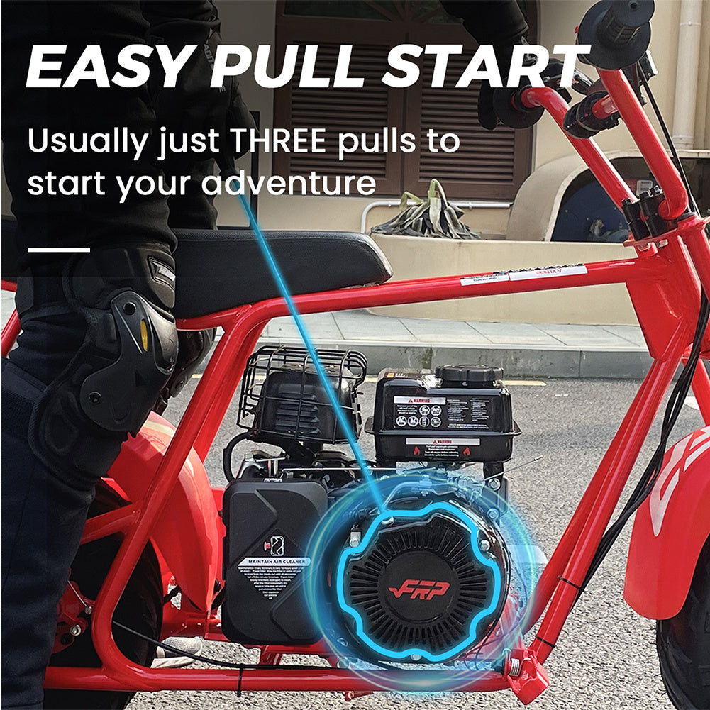 FRP GMB100 100cc Gas Mini Bike for Adults 4Stroke Engine 28 MPH Top Speed EPA Certified Engineered for Longevity 10000 km Lifespan OffRoad Trail Dirt Bike 220 Lbs Capacity